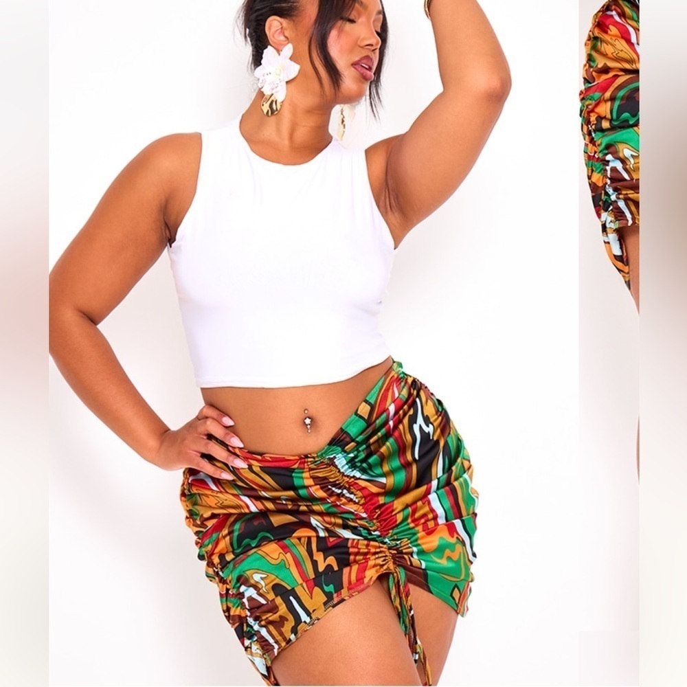 PLT Colorful Ruched Skirt